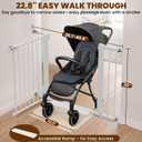 Mumeasy 29.7-40.6" Baby Gate for Stairs, Auto Close Dog Gate for Doorways | Pressure Mounted No Drill Prt Gate with Walk-Thru Door, Double Lock, One-Hand Operation, 30'' Tall for Kitchen/Indoor, White