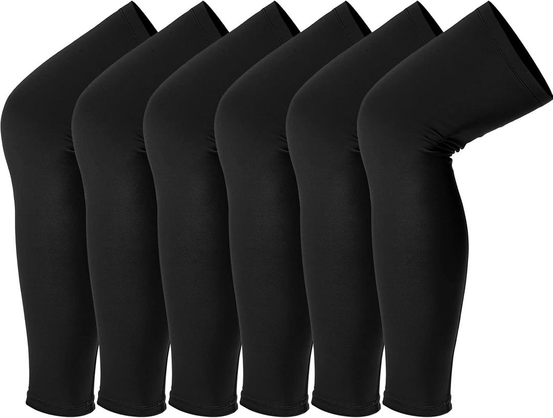 Skylety Leg Sleeves Compression Long Knee Sleeve UV Protect for Men Women Sport Basketball Football, 6, Black
