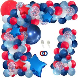 142pcs Red White and Blue Balloon Arch Garland Kit, Navy Blue for Blue 2024 Graduation Decorations July 4th Birthday Baseball Nautical Theme Party Flag Party Election Party