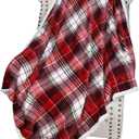 Christmas Red Buffalo Plaid Sherpa Throw Blanket, Reversible Super Soft Warm Comfy Fuzzy Snuggly Micro Fleece Plush Holiday Throws for Couch Sofa Cabin Decro
