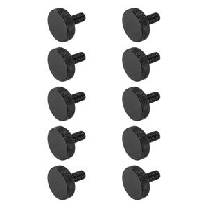 MECCANIXITY 10pcs M6 x 14mm Knurled Thumb Screws, Black Steel Flat Head Thumb Screws Metric Knurled Bolts Grip Knobs Hand Tighten Thread Fasteners