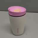 Owala SmoothSip Slider Insulated Stainless Steel Coffee Tumbler, Reusable Iced Coffee Cup, Hot Coffee Travel Mug, BPA Free 12 oz, Pink/Tan (Daybreak)