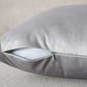 WACOMECO Velvet Throw Pillow Covers - Pack of 2 Soft Decorative Cushion Covers Cases with Gold Leather for Sofa Bedroom Livingroom Car, 18 x 18 in, Grey and White