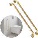 32 Inch Anti Slip Shower Grab Bar Gold, Munzong 2 Pack Bathroom Grab Bar, Knurled Bathroom Balance Bar,Safety Hand Rail Support Handicap Elderly Injury Senior Assist Bath Handle