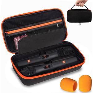 Wireless Microphone Case Compatible with JBL Wireless Two Microphone System, Dual Wireless Microphone Case for Party Box, Singing Karaoke for JBL Mic, Receiver, Adapter, AA Batteries-Orange (Box Only) (Organge)