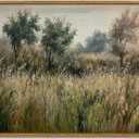 Vintage Landscape Framed Canvas Wall Art, Rustic Farmhouse Landscape Canvas Prints Aesthetic Wall Decor for Living Room, Cottagecore Wall Art Pictures for Bedroom Office (10"L x 8"W)