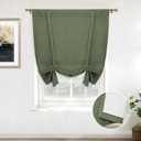 DriftAway Double Layer Linen Blackout Tie Up Curtains Thermal Insulated Fully Lined Balloon Roman Shade Bathroom Window Adjustable Rod Pocket for Small Window 31 Inch by 47 Inch Olive Green
