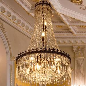 TOCHIC French Empire Crystal Chandeliers,9 Lights Rustic Farmhouse Chandelier,High Ceiling Light Fixture for Entryway,Antique Bronze Chandeliers for Dining Living Room,Foyer,Staircase,24" W x 40'' H