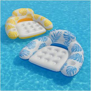 2-Pack Tropical Leaf Inflatable Pool Floats for Adults Dual-Chamber Lounge Chairs with Cup Holder, Portable Floatie for Pool, Beach, Lake, Summer Party