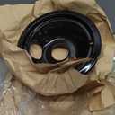 GE Black Stove Drip Pans, 10% Energy Save by Enamel Spraying Prevent Bending and Rust - Include 2 6'' Burner Drip Pans and 2 8'' Drip Bowl