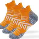 Women's sports socks running comfortable with Cushion anti-bubble 3 pairs low-top high-performance soft socks (Orange)