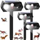 2026 Upgraded Solar Ultrasonic Animal Repellent Deer Deterrent Outdoor Motion Activated with Flash Light Repeller Keep Cat Squirrel Dog Raccoon Skunk Rabbit Away from Yard Garden Lawn 4 Pack