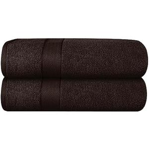 GLAMBURG 700 GSM Premium 2-Pack Oversized Extra Large Bath Sheet Set - 100% Combed Cotton - 2 Bath Sheet 35x70 - Luxury Hotel & Spa Quality - Durable Ultra Soft Highly Absorbent - Chocolate Brown