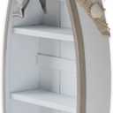 Attraction Design Wooden Boat Shelf, 16.5" H Standing Boat Display with Fish Net Starfish Seashell Accents White Beach Nautical Theme Decor H (Boat Shelf)