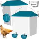 cyrico Chicken Feeder and Waterer Set, Automatic Chicken Coop Accessories Hanging Water Dispenser 10 Pounds Automatic Port Feeder No Waste 2 Gallon Cup Waterer Rain Proof Food Supplies for All Poultry