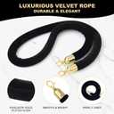 6 PCS Black Stanchion Velvet Rope, 5 Feet Crowd Control Stanchion Ropes with Gold Hook for Stanchion Post for Carpet Events Movie Theaters Grand Openings Hotels Party