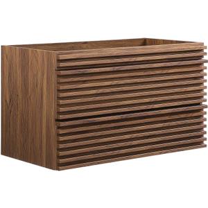 Modway Render 36" Wall-Mount Bathroom Vanity Cabinet in Walnut - Sink Basin Not Included