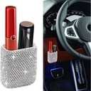 Bling Chapstick Holder for Car with Rhinestone,Portable Car Chapstick Holder as Chapsticks Organizer,Self-Adhesive Cars Lip Balm Holders Cars Interior Accessories for Women (White)