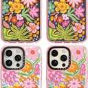 for iPhone 14 Pro MaxCase Cute - Durable Shockproof 6.6 ft Drop Impact Phone Case - Funny Passion Flower Design (6.7") Glitter Pink