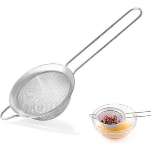 Fine Mesh Strainers for Kitchen, COKUMA Stainless Steel Metal Hand Small Mini Sieve Strainer, Cocktail Strainer Tea Coffee Juice StrainerFood Strainer with Handlle (3.35inch, Silver)