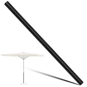 Otoolling 1 Pack 1.5'' Dia Umbrella Replacement Lower Pole, Heavy Steel Patio Umbrella Bottom Pole Replacement, 1.7 mm Thickness, No Bullet Buckle Outdoor(Black, 46''L)