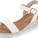 PANDANINJIA Girls Sandals Wedge Platform Espadrille Little Big Kid Girls Heels Open Toe Summer Flower Girl Dress Shoes, Size 4