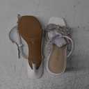 DREAM PAIRS Women's Double Bowknots Crystal Sandals Clear Slingback Heels Square Toe Shoes for Party Wedding, Size 9
