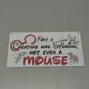 Christmas Door Sign Decor, Not a Creature was Stirring, not Even a Mouse, Winter Seasonal Christmas Wall Art Hanging Wooden Sign Merry Xmas Holiday Decorations for Home Outside Indoor