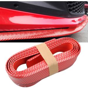 Car Front Bumper Protector Self-Adhesive Auto Splitter Body Spoiler Skirt Rubber Bumper Lip Trim Spoiler 2.5M/8.2ft(Carbon Fiber red)