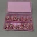 NOVO OVO White French Tip Almond Nail Tips Press on BERRY PINK, Extra Thick Medium Soft Gel Fake Nail Acrylic Extension, Need Builder Gel Top Coat, No Glue Included, for Salon DIY x 15 Sizes 240 pcs