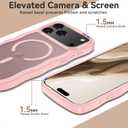 SunStory Compatible with iPhone 17 Pro Case with HD Screen Protector, [Compatible with MagSafe] Cute Wave Translucent Matte Phone Case for iPhone 17 Pro (Pink)