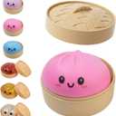 Dumpling Squishy, Dumpling Squishy Mystery Box, Glitter Dumplings Mystery Box, Colorful Dumplings Stress Balls Fidget Sensory Toy, Easter Basket Stuffers Party Favors (Pink)