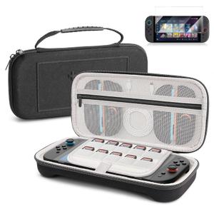 Carrying Case for Nintendo Switch 2(2025) - Hard Travel Shell Protective Storage Bag Holds 10 Game Cartridge and Tempered Glass Screen Protector for Nintendo Switch 2, Waterproof & Shockproof Design