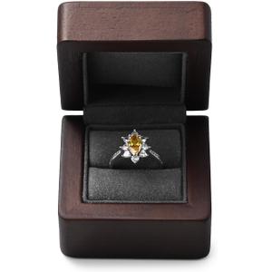 Jewelry Engagement Proposal Ring Box, Solid Wood Single Ring Box for Proposal, Wedding(Grey)