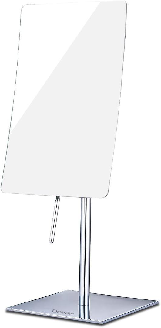 DOWRY 5X Tabletop Magnifying Makeup Mirror Adjustable Rectangular Vanity Mirror for Bedroom 304 Stainless Steel Gifts for Women Wife Mom Teengirls Mothers Day Polished Chrome