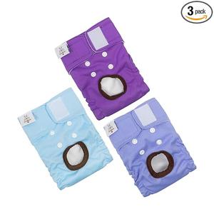 CuteBone Dog Diapers Female Washable Small Medium Large 3 Pack Reusable Doggie Diapers Puppy Period Pants for Doggy Heat Cycle Peeing D11S, Small