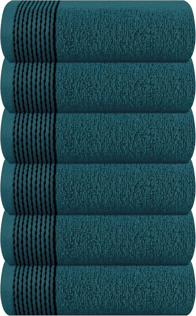 Belizzi Home Ultra Soft Cotton 6 -Piece Hand Towel Set 16x24 Inch, Ideal for use in Bathroom, Kitchen, Gym, Spa & General Cleaning, Compact & Lightweight Multi Purpose Hand Towels - Teal