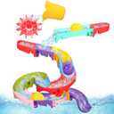 Fajiabao Toddler Bath Toys for Kids Ages 1-3 2-4 Bathtub Toys DIY Slippery Slide Track Fun Baby Shower Toys Birthday Gift for Boys Girls Bath Time 1 2 3 4 5 6