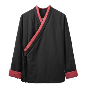 Chinese Style Parkas Men Streetwear Kimono Jacket Mens Kung Fu Cotton-padded Man Linen Coats Male Tang Suit L