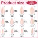 24PCS Pink Almond Press on Nails, Medium Acrylic Full Cover Stick on Nails for Women, Elegant French Nail Tips for Women Manicure, Nail Decoration