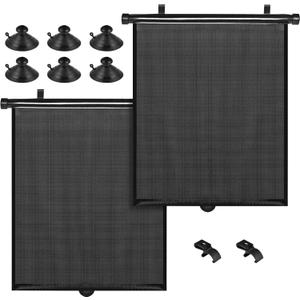 PLTCAT Car Side Window Sun Shades, 2 Pack Stretch Mesh Covers, 20 x 22 in
