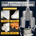 3 x Integrated Internal & External Pipe Threading Tool,Electric Drill Compatible PVC Pipe Threader Kit1/2" 3/4" Tool, Plastic Pipe Threader Kit, Dual Thread Design (Internal & External) (1/2)
