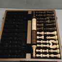 Premium 38 cm Walnut Magnetic Chess and Checkers Set - 2-in-1 Foldable Wooden Board Game with Staunton Figures, 2 Extra Ladies, Tiles and Dust Bag (Black)