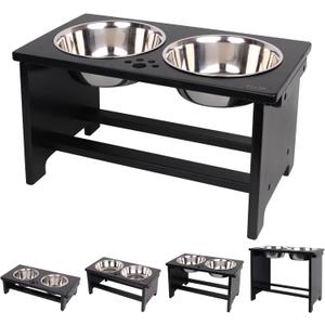 HTB Elevated Dog Bowls,Raised Dog Bowl Stand with 2 Stainless Steel Bowls,Elevated Raised Dog Bowls for Large Medium Small Sized Dogs, 16Lb