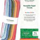 Reusable Paper Towels - Value Pack of 24 Paperless Paper Towels! - 100% Cotton, Super Soft, Absorbent, Washable and Made To Last