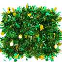 FOIMAS 33 Feet St Patrick's Day Tinsel Garland,Mentallic Green and Gold Shamrock Clover Hanging Garland with Hat Lucky Coin Confetti for St Patrick's Day Wreath Home DIY Craft Decoration, Green & Gold