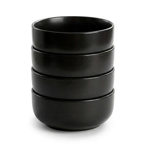 EWFEN Bowls Set for 4, Scratch Resistant Dishes Set, Dishwasher & Microwave Safe, Black