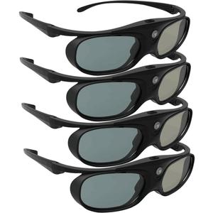 DLP Link 3D Glasses, ELEPHAS 144Hz Rechargeable Active Shutter Eyewear for Most DLP-Link 3D Projectors- Acer, ViewSonic, BenQ Vivitek, Optoma, Panasonic, Dell, Viewsonic (4 Pack)