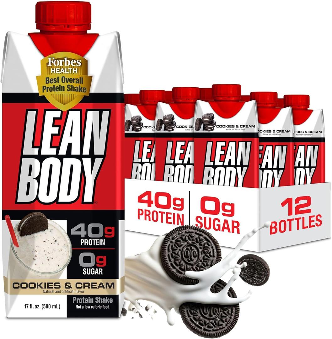 Labrada Lean Body Ready-to-Drink Cookies and Cream Protein Shake, 40g Protein, Whey Blend , 0 Sugar, Gluten No, 22 Vitamins & Minerals, 17 Fl Oz (Pack of 12), Best By: OCT 17 2026