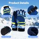 Kids-Waterproof-Ski-Gloves - Boys-Girls Winter-Snow-Glove Thickening Warm Windproof Cold-Weather Mittens for Snowboard Sledding Kids Outdoor